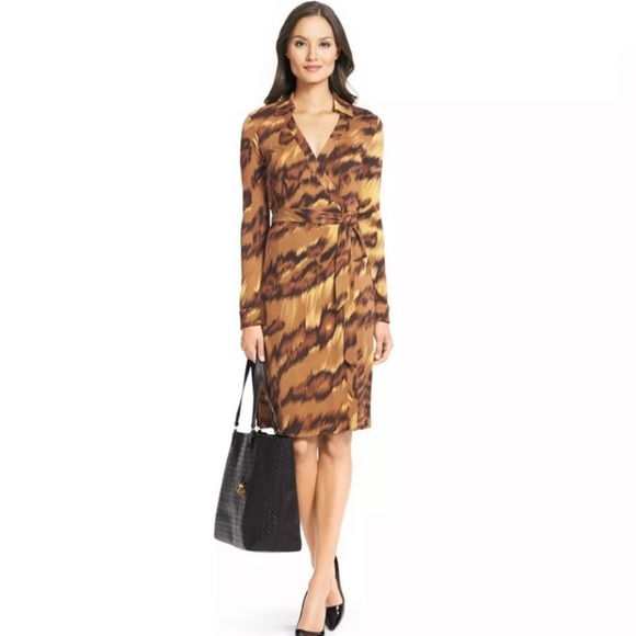 Diane Von Furstenberg Palace Tiger Wrap Dress - Picture 1 of 13